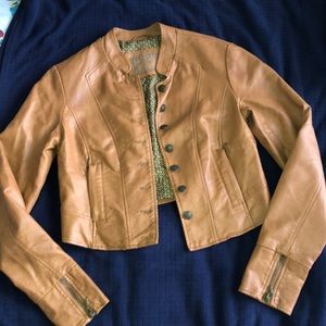 Brown Leather Jacket Size S
